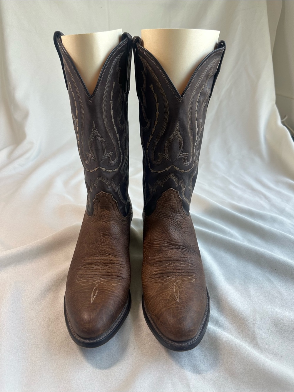 Lucchese Brown Two-Tone Western Heeled Boots